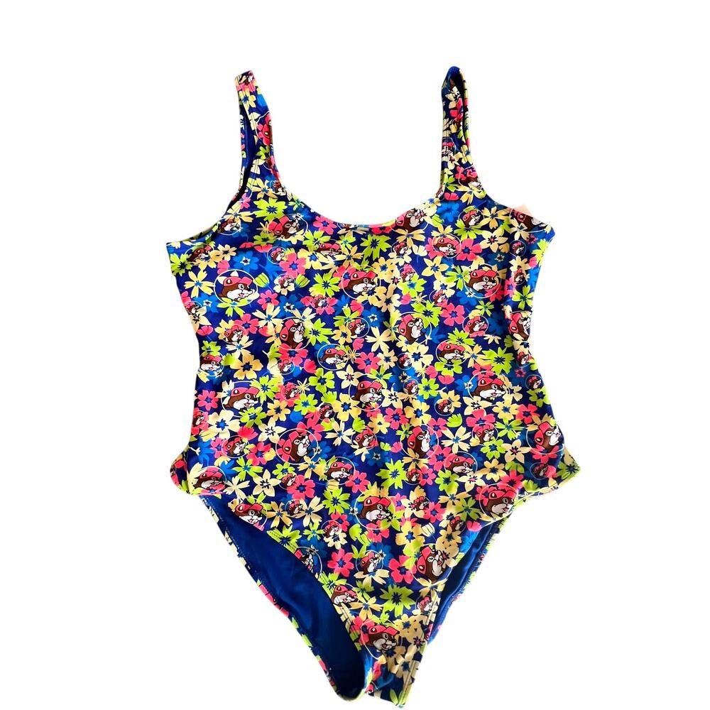 Buc-ee's Womens One-Piece Swimsuit Size 2XLarge Blue Floral Tank Style